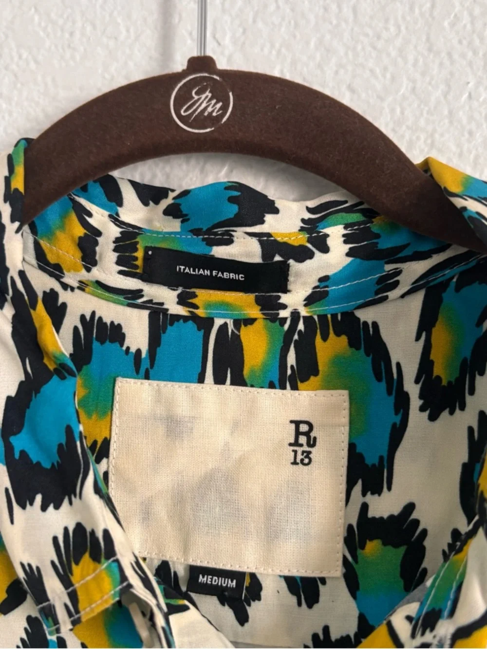 R13 Men's Size Medium Multicolor Leopard Print Tony Shirt - Picture 2 of 5